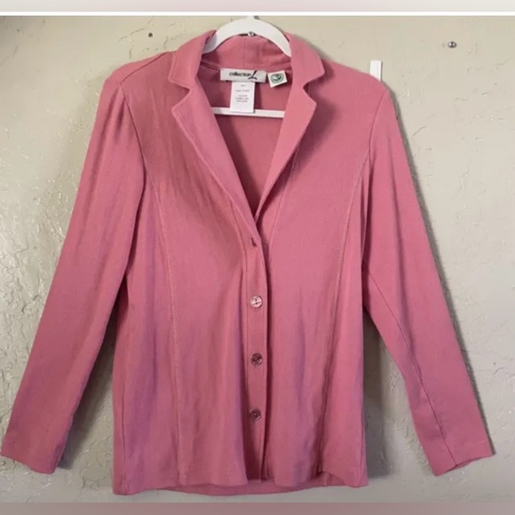 Collection L Women’s Size 4 (Small) Dusty Rose Button-Up Organic Cotton Cardigan - Picture 1 of 10